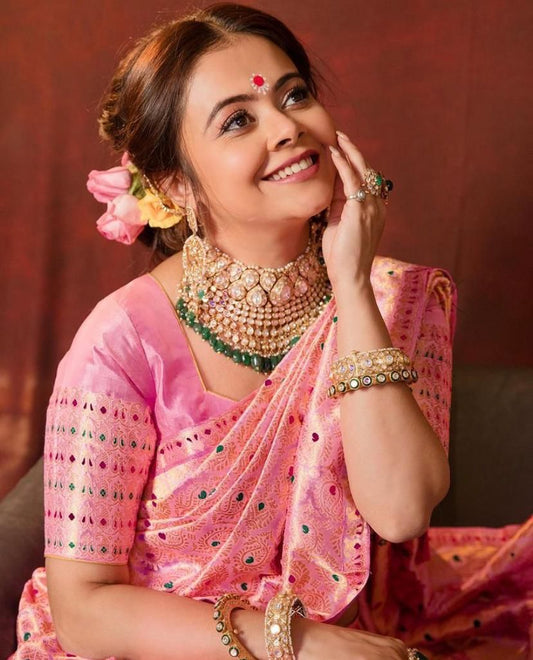 Soft Banarasi Silk Saree With Petrichor Blouse Piece