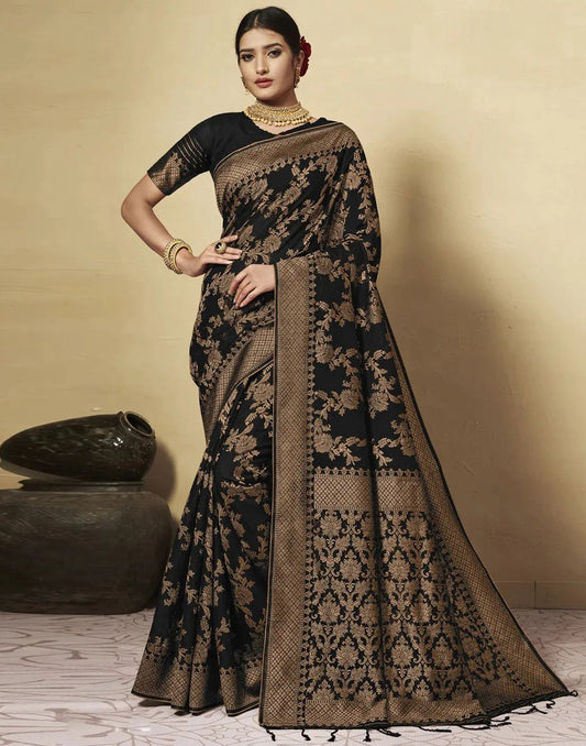 Soft Banarasi Silk Saree With Unequalled Blouse Piece